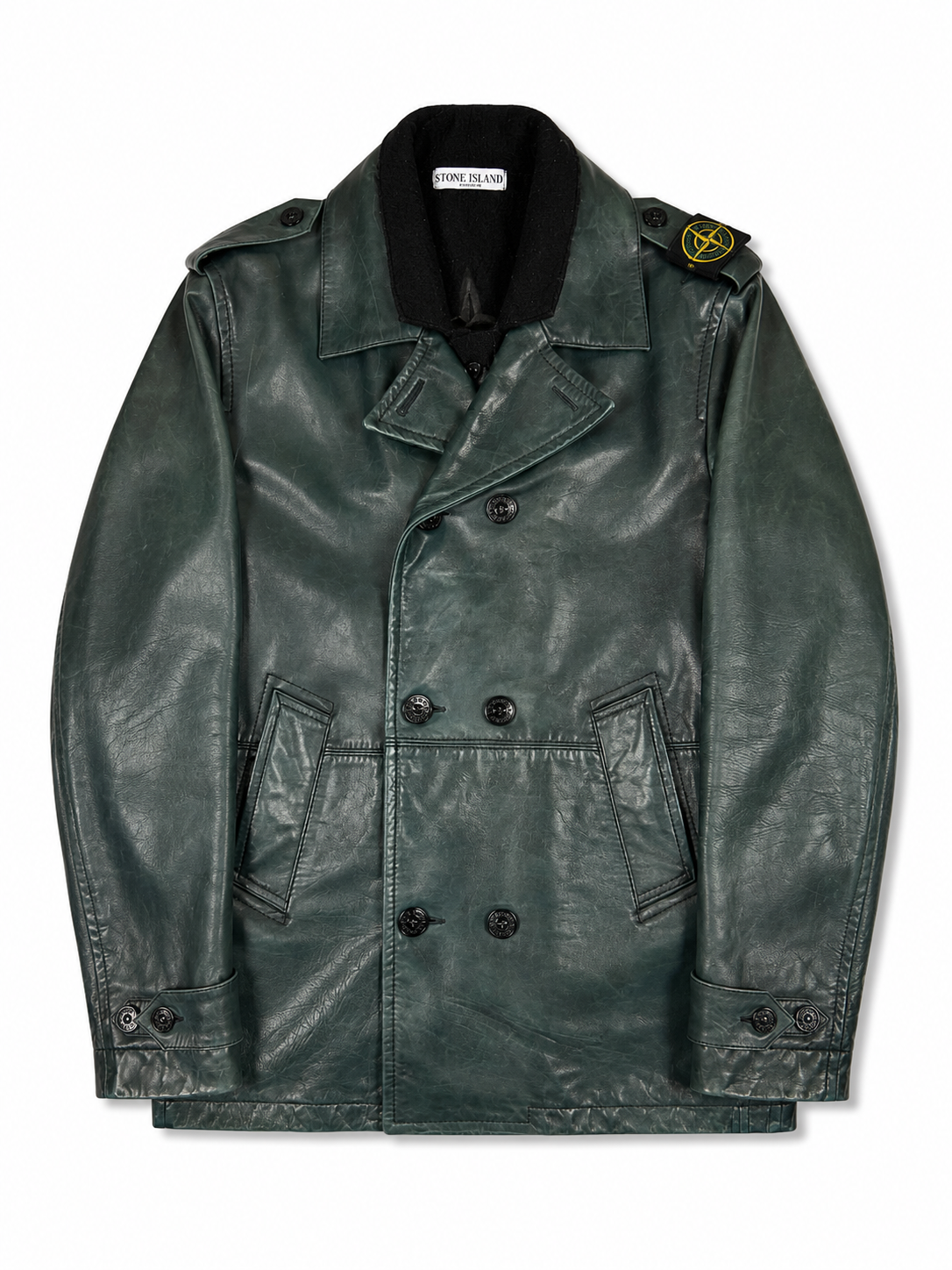 Stone Island Green Leather Trench Kaput AW2008 (XL)