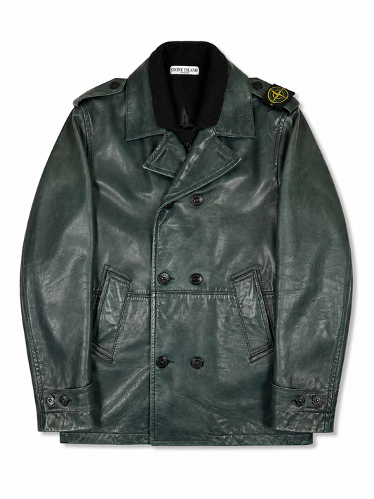 Stone Island Green Leather Trench Kaput AW2008 (XL)