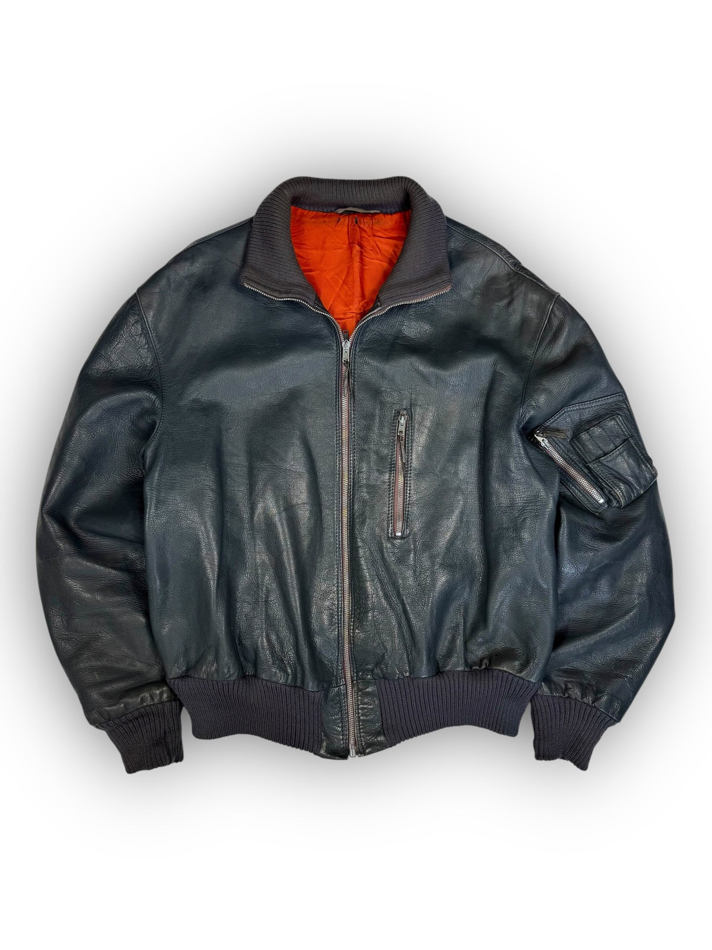 German Leather Bomber Jakna 90/80’s (L)