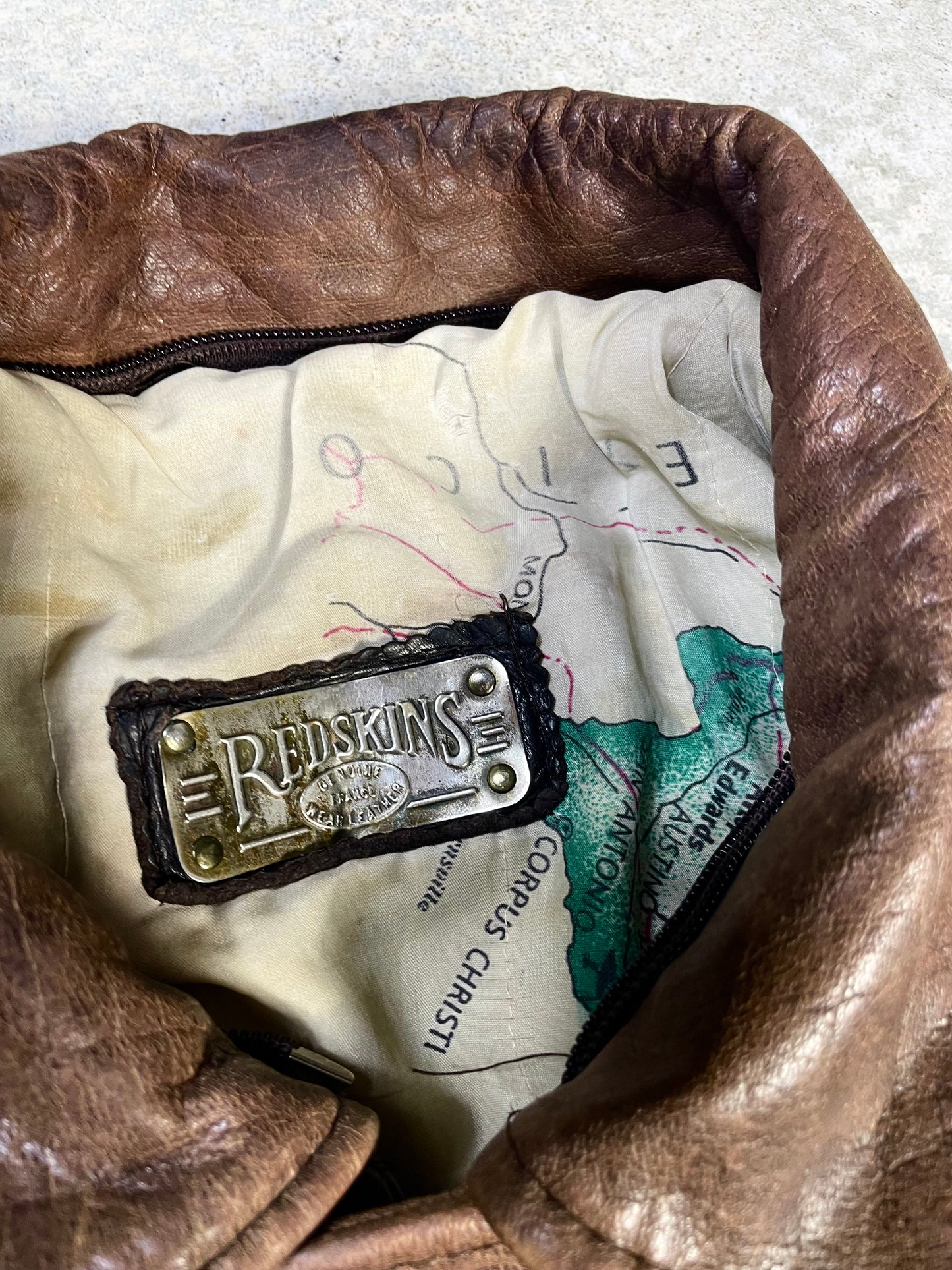 Red Skins Leather Bomber Jakna Vintage USA (L)