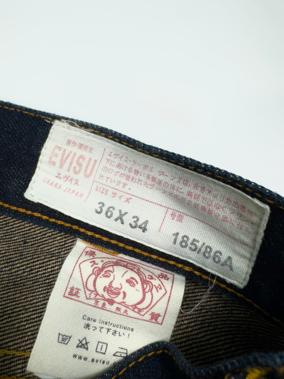 Evisu Selvedge Jeans Red Seagul Hieroglyph Logo 36x34