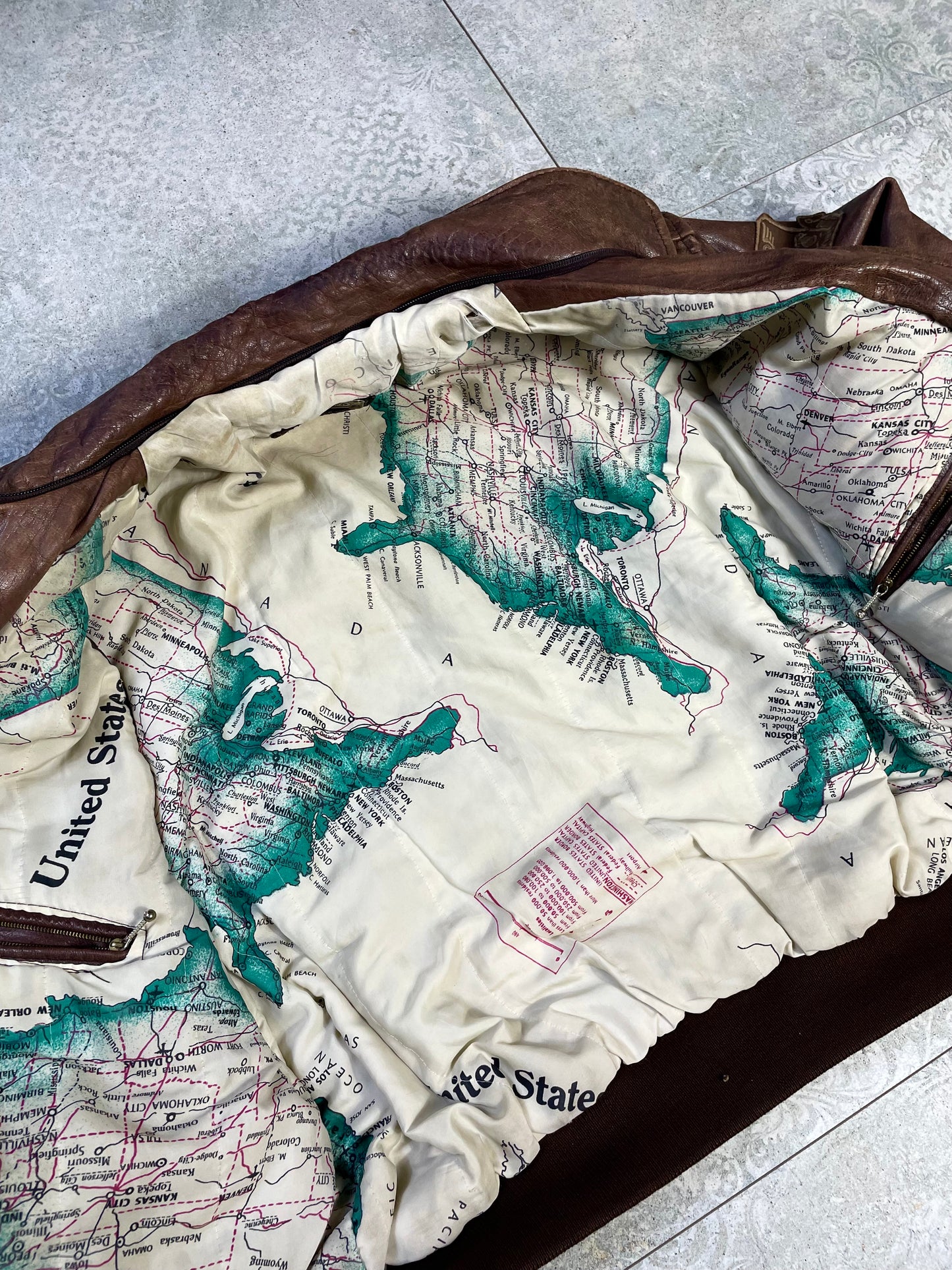 Red Skins Leather Bomber Jakna Vintage USA (L)